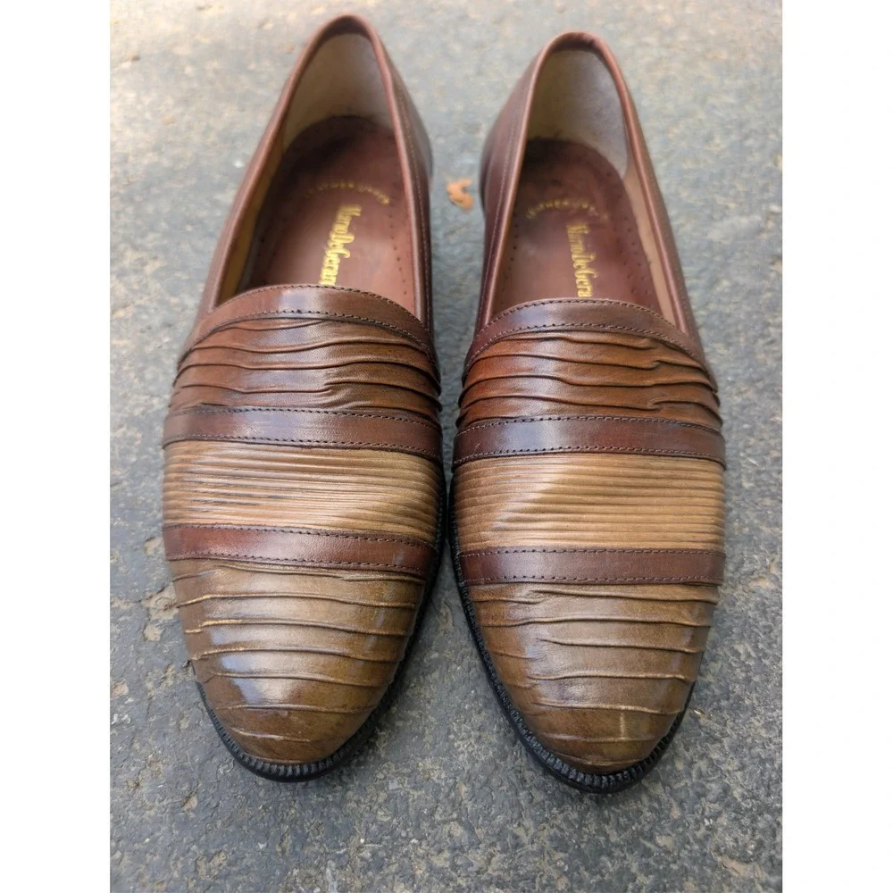 Mario De Gerard Vintage Loafers Mens 41 Brown Leather Eclectic Grandpa Slip On